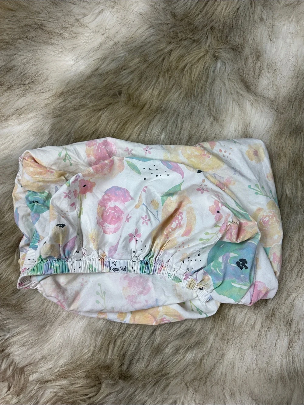 Copper Pearl Floral Changing Pad Cover Baby Girl Pink Mint - Floral